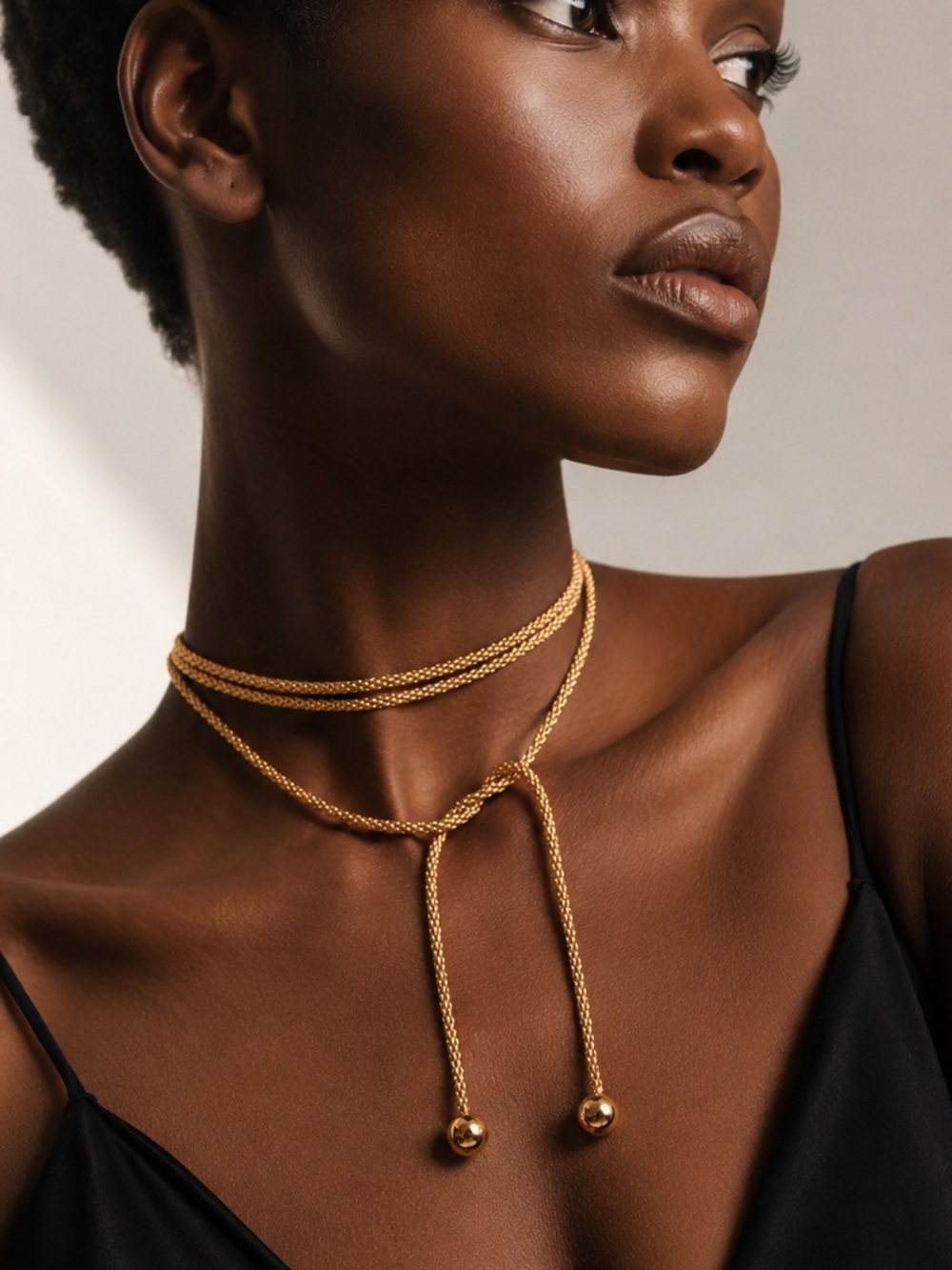 Gold Rope Lariat Necklace - Women's Jewelry